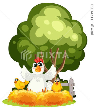 Mother Hen with Chicks 115491124