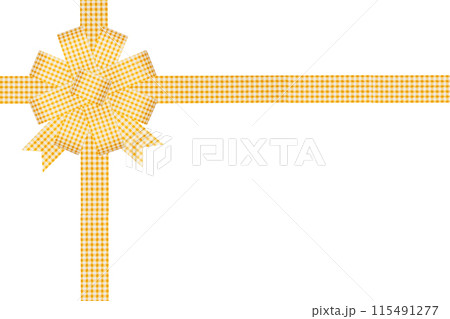 Yellow ribbon bow gift on white background 115491277