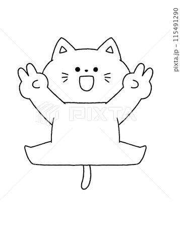 猫／Wピース・線画 115491290