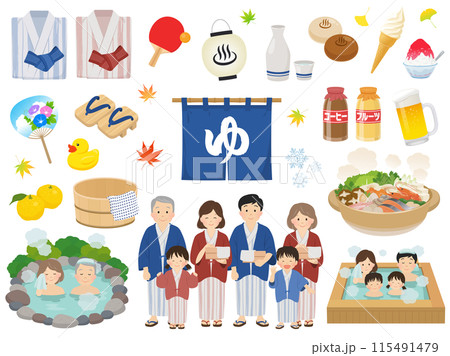 温泉セットのベクターイラスト 115491479