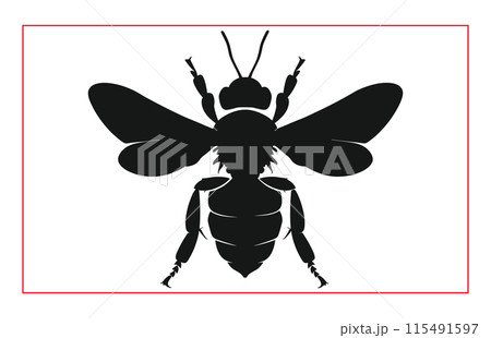 Honey Bee Hand drawing silhouette, Illustration of Bee Silhouette Art 115491597