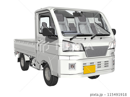 白色系の軽トラ(3DCGイメージ) 115491918