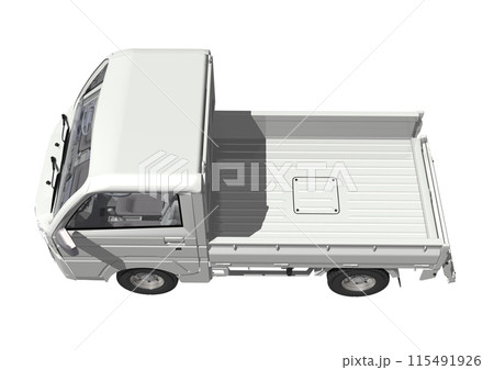 荷台の開いた　白色系の軽トラ(3DCGイメージ) 115491926