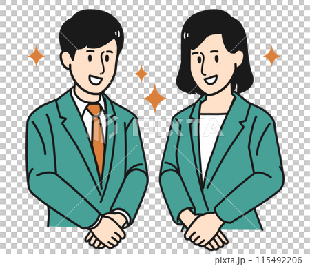 ビジネスパーソンが手を前で組んでいるイラスト ビジネスパーソンが手を前で組んでいるイラスト 115492206
