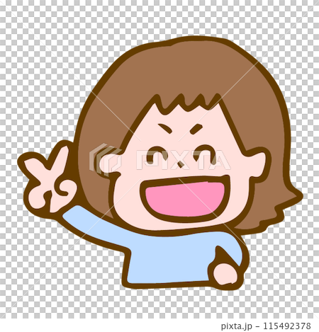 A happy girl giving a peace sign 115492378
