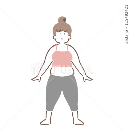 太った女性の全身イラスト素材 115492421