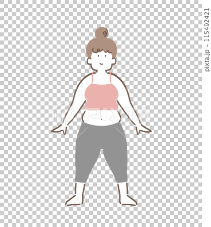 太った女性の全身イラスト素材 115492421