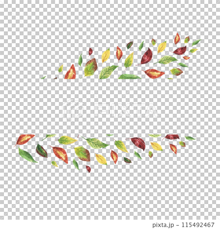 autumn leaves watercolor banner isolated on white background. FAll illustration for invitations, or greeting cards with space for your text. autumn leaves watercolor banner isolated on white background. FAll illustration for invitations, or greeting cards with space for your text. 115492467