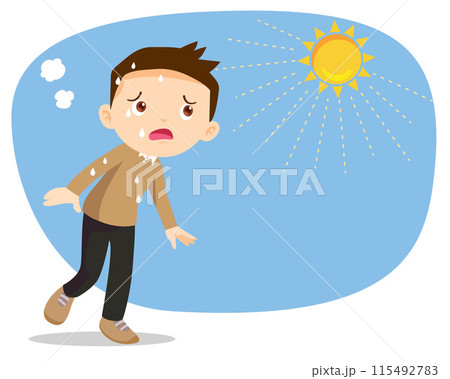 boy too hot thirsty from heat of the summer sun boy too hot thirsty from heat of the summer sun 115492783