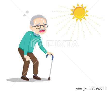elderly thirsty from heat of the summer sun 115492788