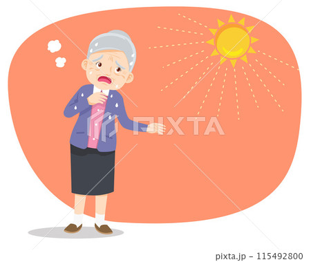 elderly thirsty from heat of the summer sun 115492800