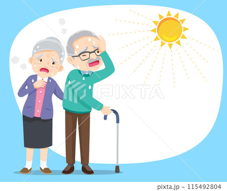 elderly thirsty from heat of the summer sun 115492804