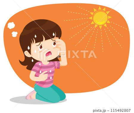 girl thirsty from heat of the summer sun 115492807
