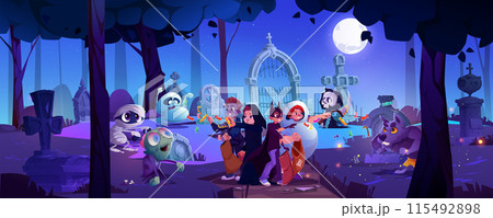 Monsters attacked kid boys in Halloween costumes 115492898