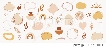 Organic abstract shape vector set. Abstract pastel brush element for logo, background. Organic hand drawn doodle line shape, elegant pastel color label graphic design. Vector Organic abstract shape vector set. Abstract pastel brush element for logo, background. Organic hand drawn doodle line shape, elegant pastel color label graphic design. Vector 115493011