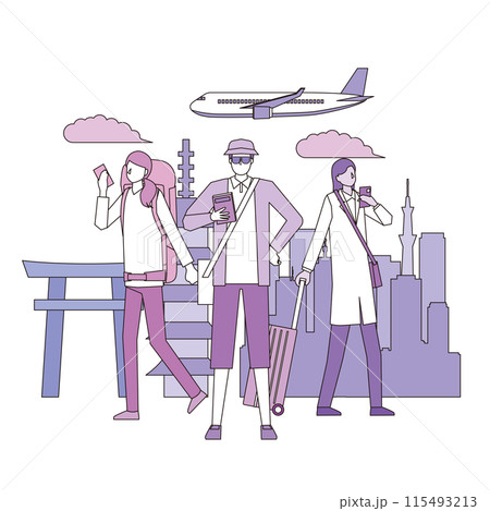 インバウンド観光客のイメージイラスト 115493213