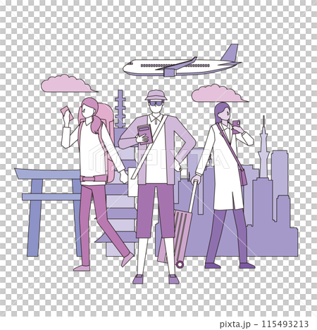 インバウンド観光客のイメージイラスト 115493213