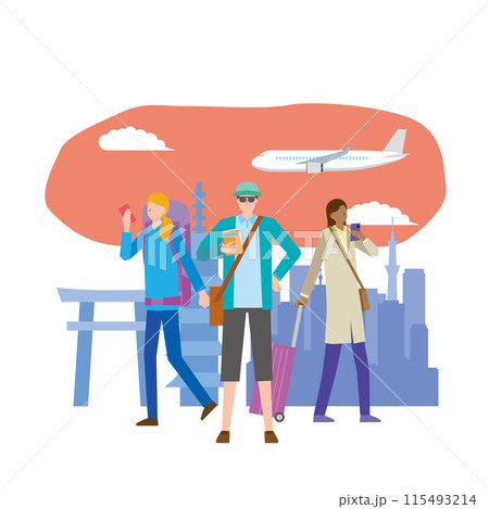 インバウンド観光客のイメージイラスト 115493214