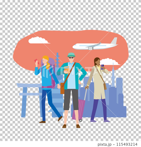インバウンド観光客のイメージイラスト 115493214