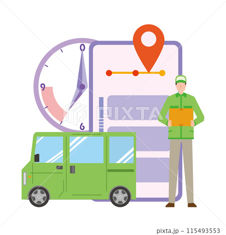 時間指定配達のイメージイラスト 時間指定配達のイメージイラスト 115493553