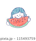 スイカを食べる女の子 115493759