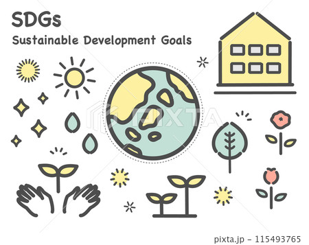 SDGs 環境 地球 イラストセット SDGs 環境 地球 イラストセット 115493765