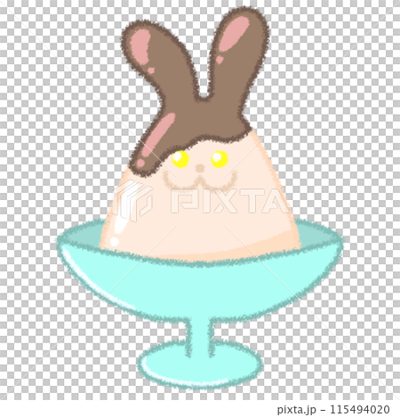 Bunny-shaped pudding illustration 115494020