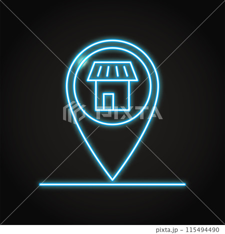 Store location pin icon in neon line style 115494490