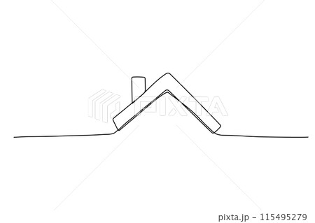 One line roof. Continuous simple drawing. Continuous linear sketch of real estate sign. Doodle vector illustration. One line roof. Continuous simple drawing. Continuous linear sketch of real estate sign. Doodle vector illustration. 115495279