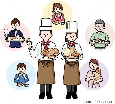 パン職人とお客さん 115495834