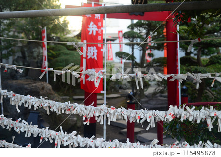 横浜関内厳島神社境内社銭洗弁財天のおみくじ結び 115495878