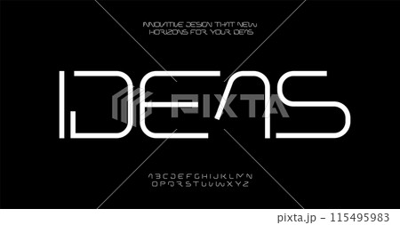 Thin innovative typography, futuristic modernity letters, creative minimal design, stylish modern font, sleek geometric elegant visual communication, tech branding, logo and headline. Vector typeset Thin innovative typography, futuristic modernity letters, creative minimal design, stylish modern font, sleek geometric elegant visual communication, tech branding, logo and headline. Vector typeset 115495983