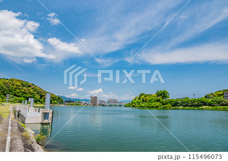 夏の瀬田川風景　滋賀県大津市 115496073