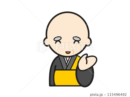 笑顔で案内する和尚さん 115496492