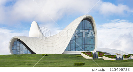 Modern Architecture of Heydar Aliyev Centre in Baku Azerbaijan on a sunny summer Day Modern Architecture of Heydar Aliyev Centre in Baku Azerbaijan on a sunny summer Day 115496728