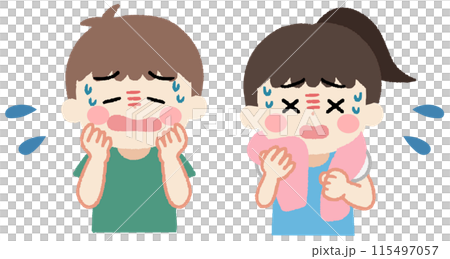 孩子流汗、看起來很熱的插畫 孩子流汗、看起來很熱的插畫 115497057