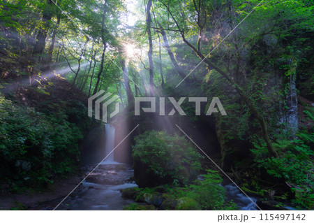 【光芒素材】夏の竜返しの滝【長野県】 【光芒素材】夏の竜返しの滝【長野県】 115497142
