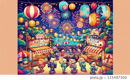 夏祭りのイラスト 115497300