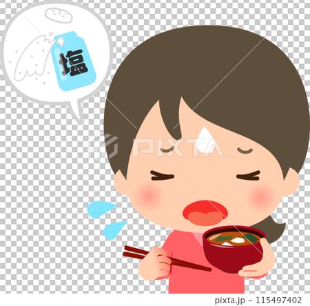 A woman who ate salty miso soup 115497402