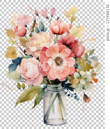 Painting of Flowers in a Glass Vase Painting of Flowers in a Glass Vase 115498116