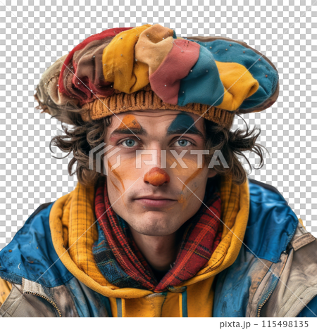 Man in Clown Makeup and Clown Hat 115498135