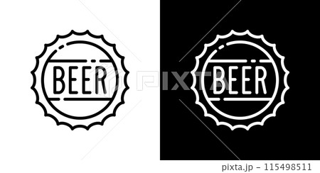 シンプルなビールの王冠のラインアイコン シンプルなビールの王冠のラインアイコン 115498511