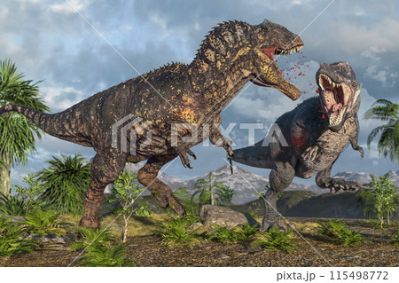 ティラノサウルスとギガノトサウルスが戦う 115498772