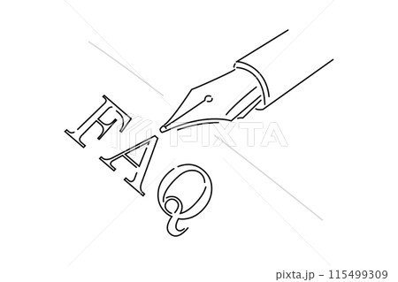 万年筆とFAQの文字の線画イラスト 115499309