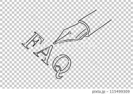 万年筆とFAQの文字の線画イラスト 115499309