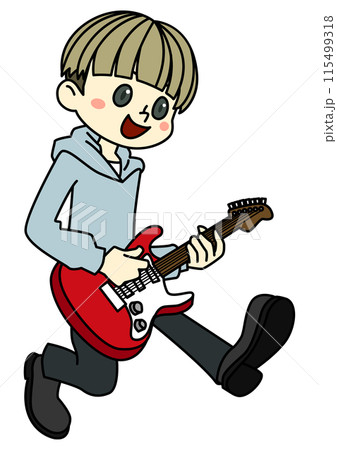 ギターを弾くギタリストの男の子 115499318