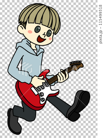 ギターを弾くギタリストの男の子 115499318