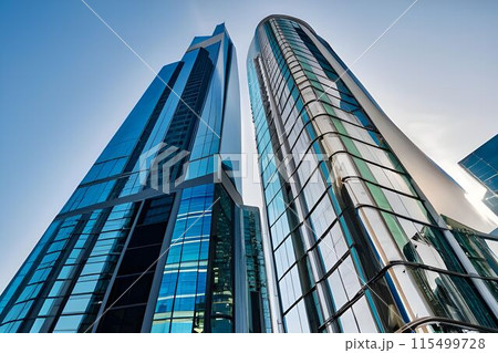 a very tall glass skyscraper a very tall glass skyscraper 115499728