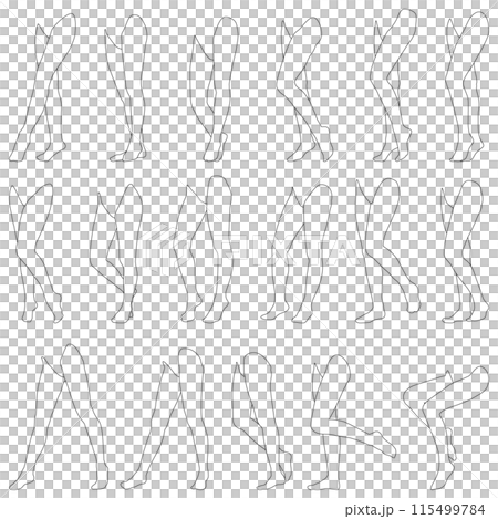 Female leg model outline illustration collection 12 left diagonal front. Illustration set of legs in various poses from toes to waist. Female leg model outline illustration collection 12 left diagonal front. Illustration set of legs in various poses from toes to waist. 115499784