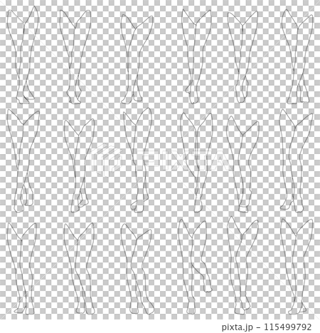 女性レッグモデル輪郭イラスト集04正面左脚前。つま先から腰までの様々なポーズの脚のイラストセット。 女性レッグモデル輪郭イラスト集04正面左脚前。つま先から腰までの様々なポーズの脚のイラストセット。 115499792